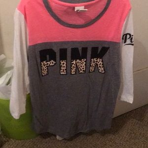 half sleeve baseball type pink shirt